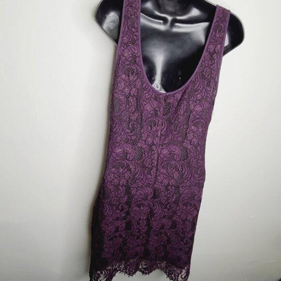 Aritzia Wilfred Grape Lace Scoop Neck Mini Dress - Picture 6 of 7